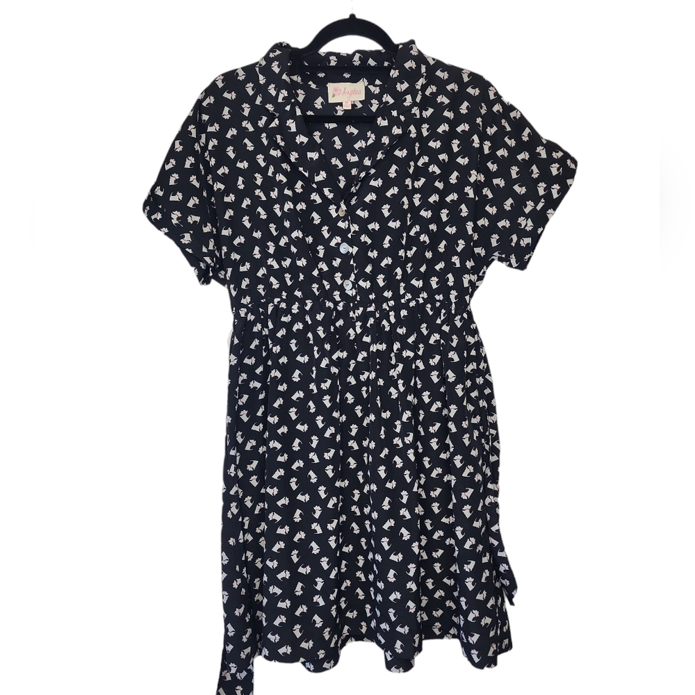 Azalea Scottie Dog Fit and Flare Dress Sz Medium